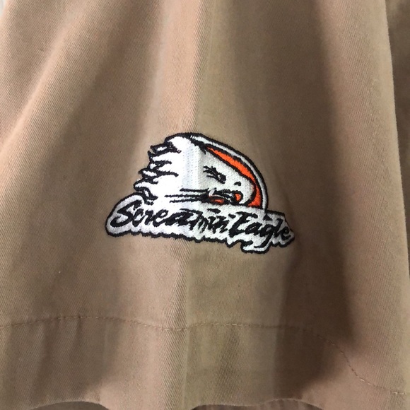 Men’s Harley Davidson embroidered button down shirt in khaki. Size M 15-15 1/2 - Picture 2 of 5